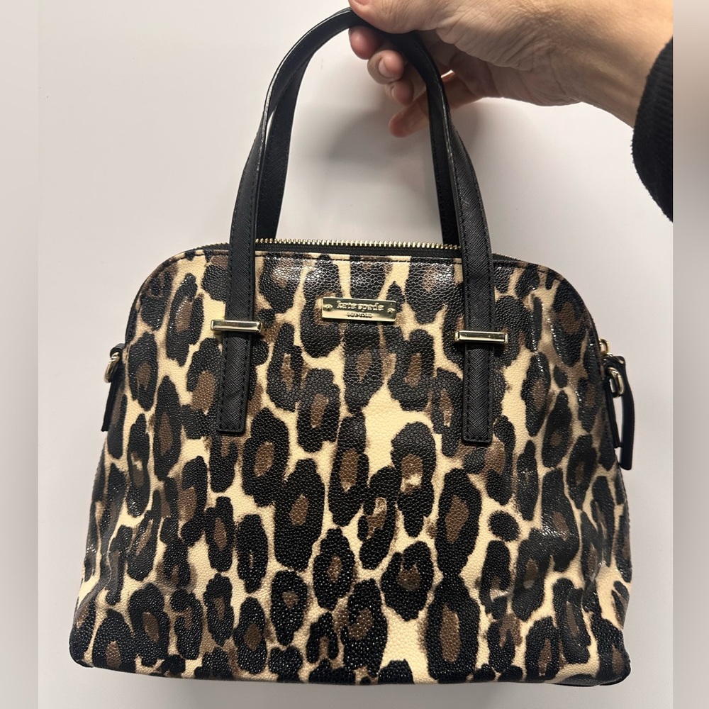 kate spade Leopard Print Dome Satchel - Black and Brown
